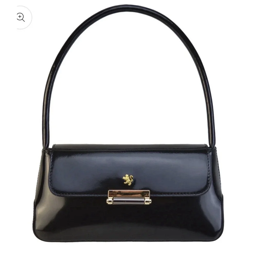 🇮🇹 PRATESI BLACK BARCHETTA  ITALIAN LEATHER SATCHEL SHOULDER BAG NWT